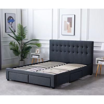 Latest Furniture Storage Bed Frame Single Double Size Modern Bed with Storage Drawer