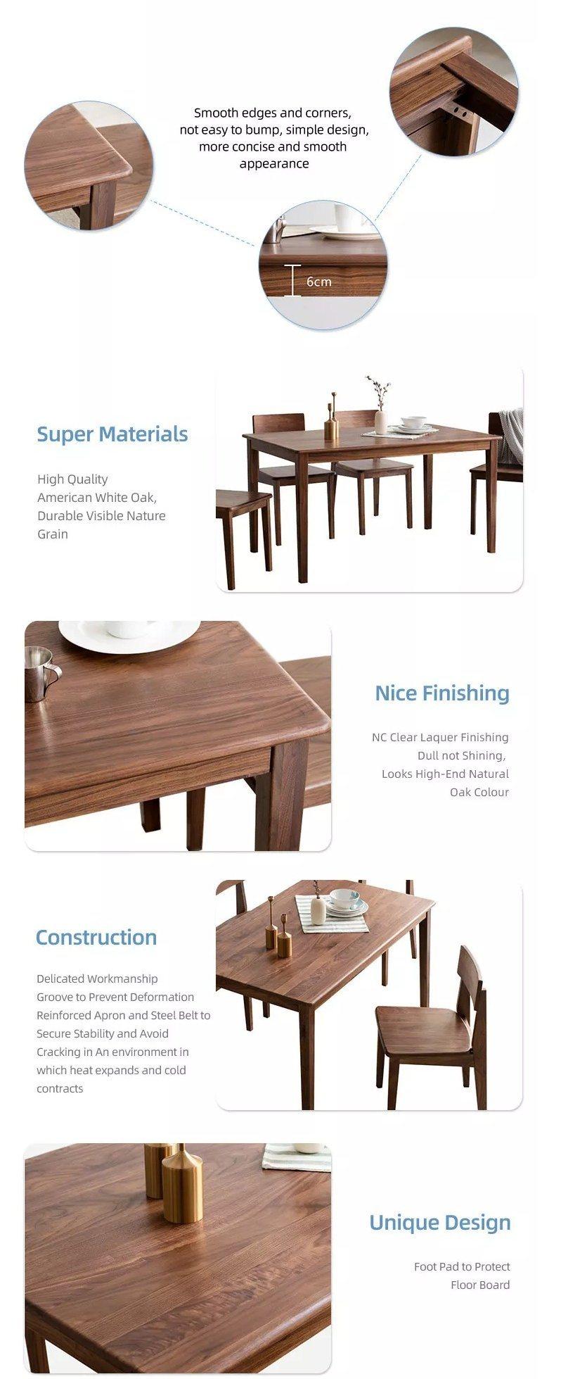 Furniture Modern Furniture Table Home Furniture Wooden Furniture Restaurant Dining Set Room Furniture Natural Solid Wood Slab Replica Walnut Dining Table