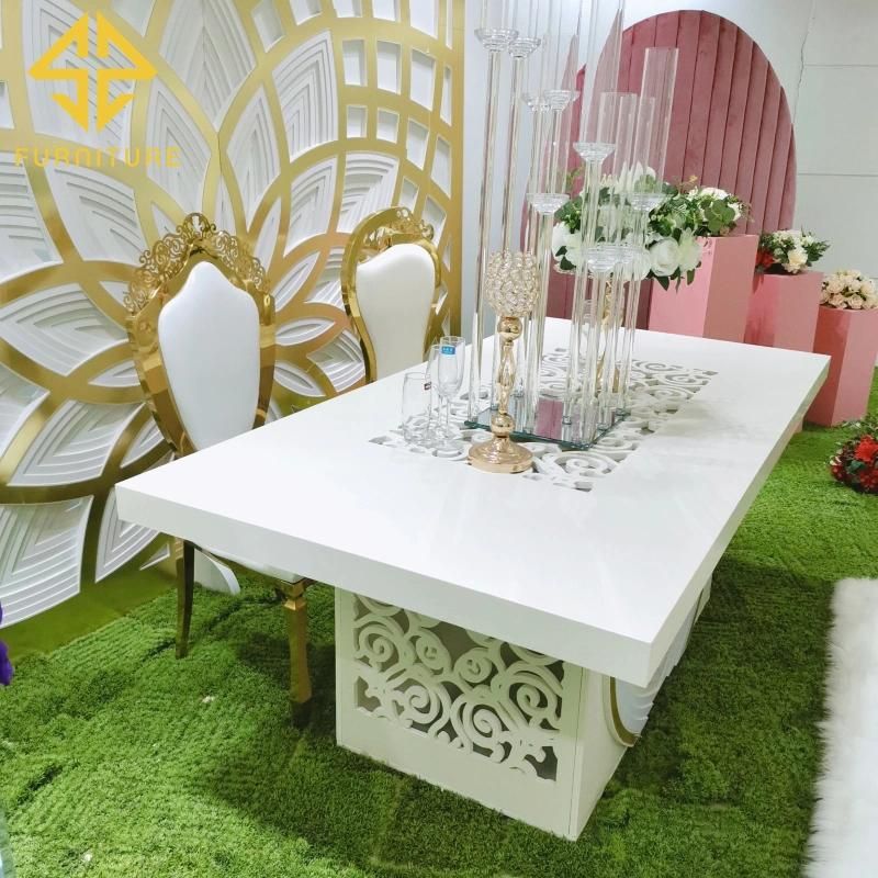 Sawa Modern Luxury design PVC Hotel Wedding Banquet Dining Table for Bride and Groom Dinner Used