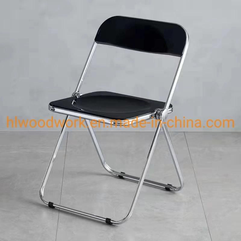 Modern Transparent Black Folding Chair PC Plastic Living Room Seat Chrome Frame Office Bar Dining Leisure Banquet Wedding Meeting Chair Plastic Dining Chair