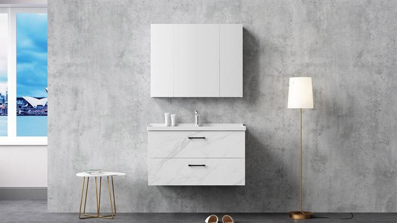 Small Single Sink Cheap White Bathroom Solid Wood Cabinet Bedroom Vanity