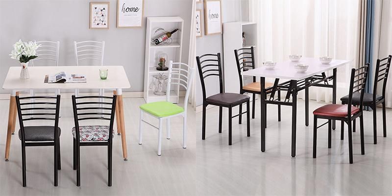 Modern Home Restaurant Living Room Furniture Colorful Leather Seat Dining Chair with Metal Frame for Party Event