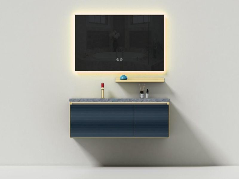 2022 Navy Blue Melamine Bath Vanity with LED Mirror and Shelf