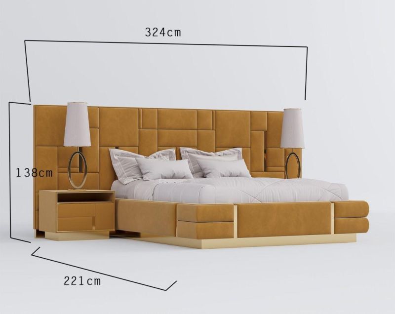 Foshan Home Wood Bedroom Furniture European Luxury Design King Size Room Furniture Modern Fabric Upholstered Bed