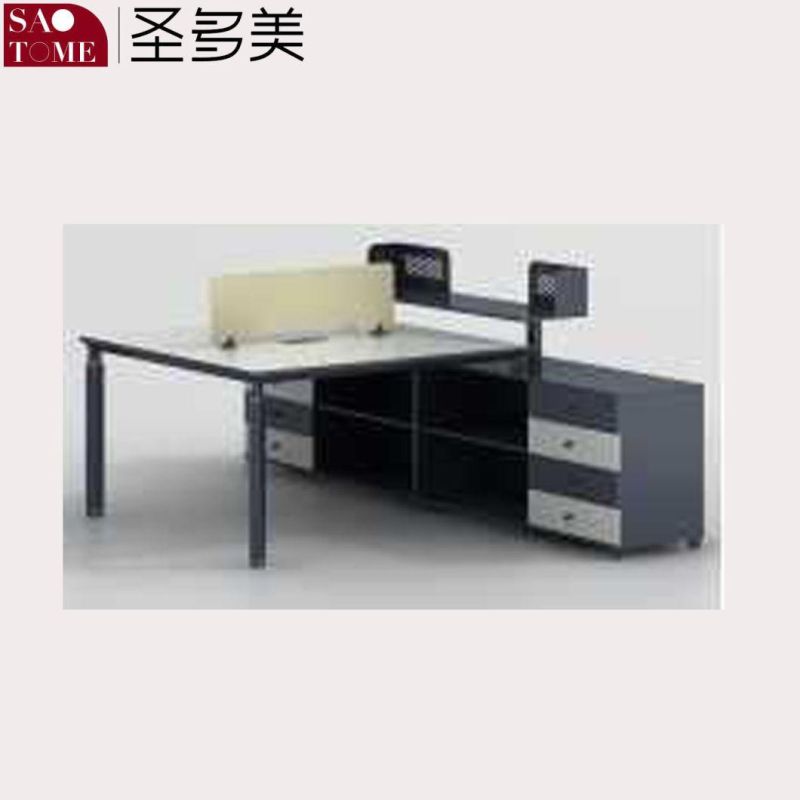 Modern Office Furniture Desk for Two People with Screen Clip and File Rack Work Table