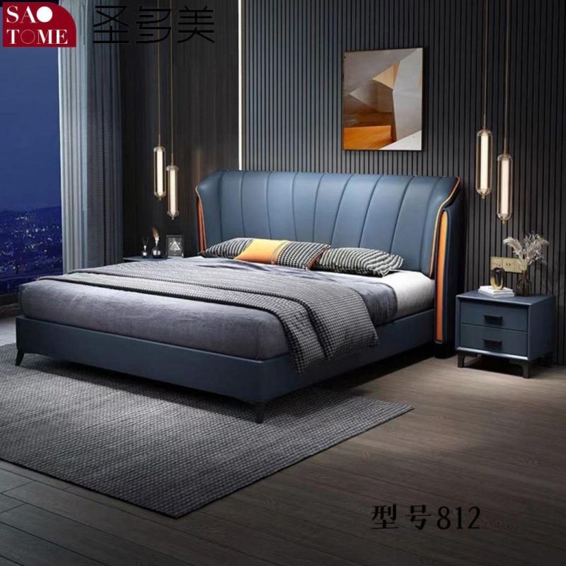 Modern Pop Beige with Dark Gray Leather 1.5m 1.8m Double Bed