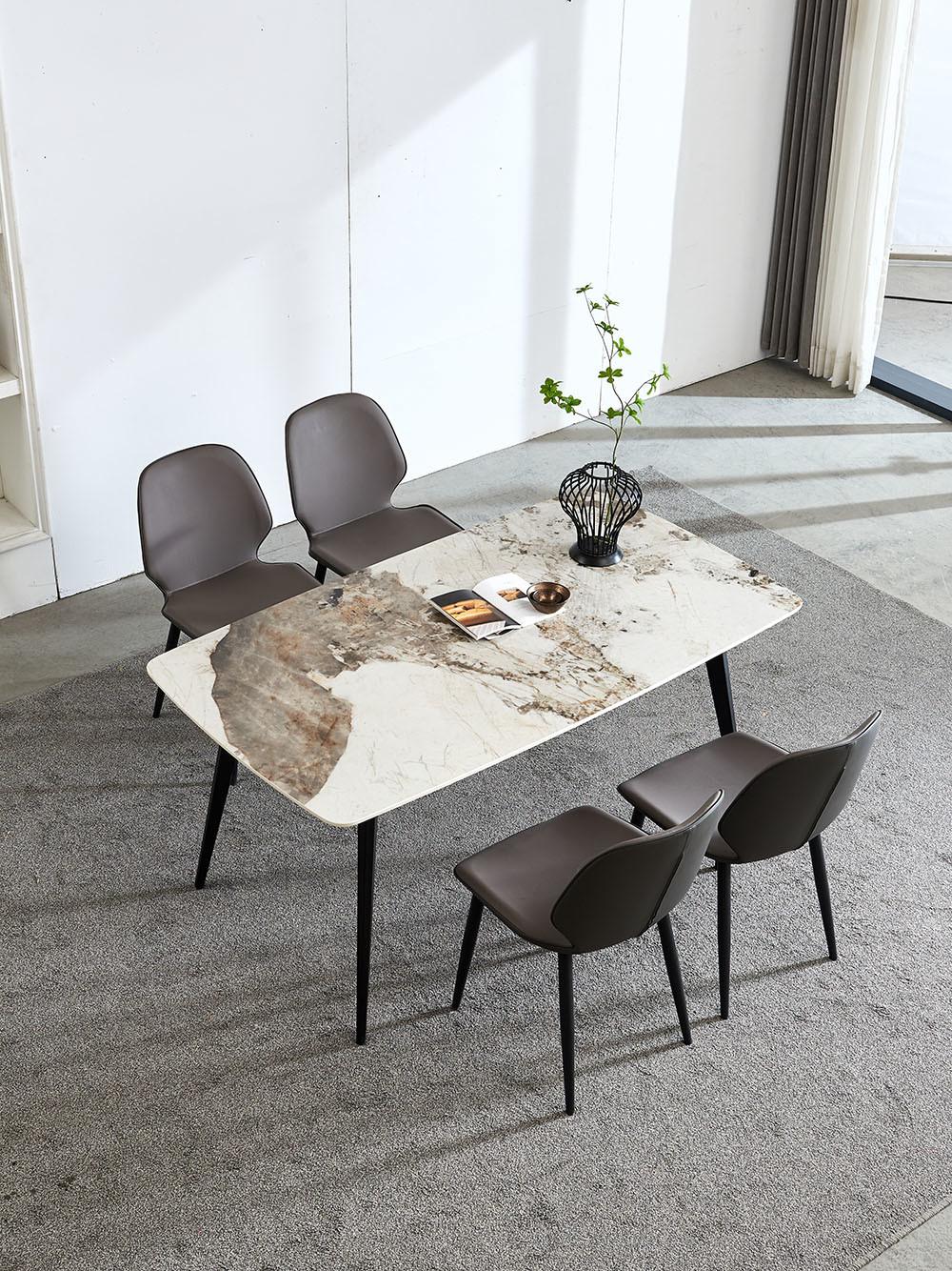 High Quality Carbon Steel Legs Grey Marble Office Table