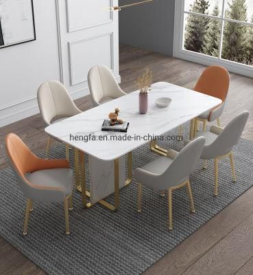 Modern Home Furniture Custom Golden Black Frame Marble Dining Table