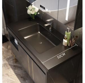 Modern Bathroom Vanity Cabinet Solid Surface Vanity Top Simple Design PVC MDF Hotel Bathroom Vanity, Bathroom Furniture