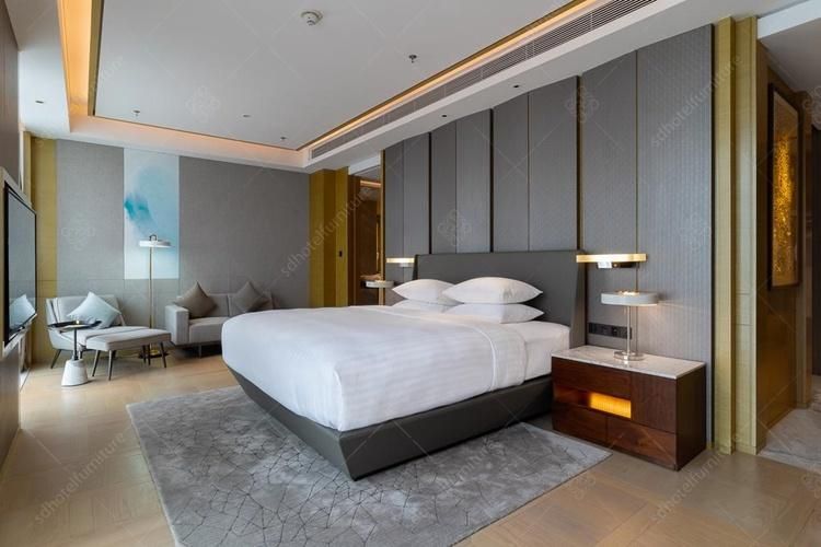 Modern Covered with PU Leather Hotel Room Furniture Package