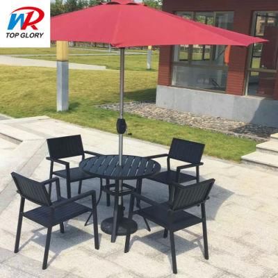 Outdoor WPC Restaurant Furniture Aluminum Garden Chair with Armrest