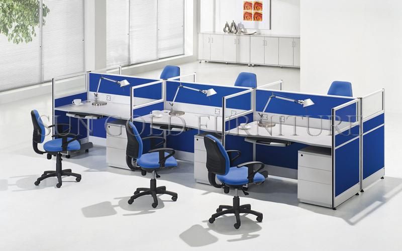 (SZ-WS009) Fashion 4 Person Work Station Table with Desktop Partition Office Workstation