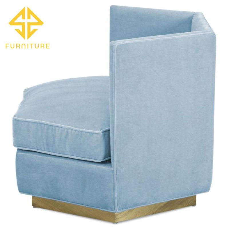 Commercial Furniture Velvet Fabric Hotel Accent Chair with Metal Base