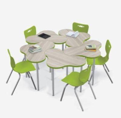 New Design Combination Polygon Table Chairs Combo School Furniture Table Chair Set for University School