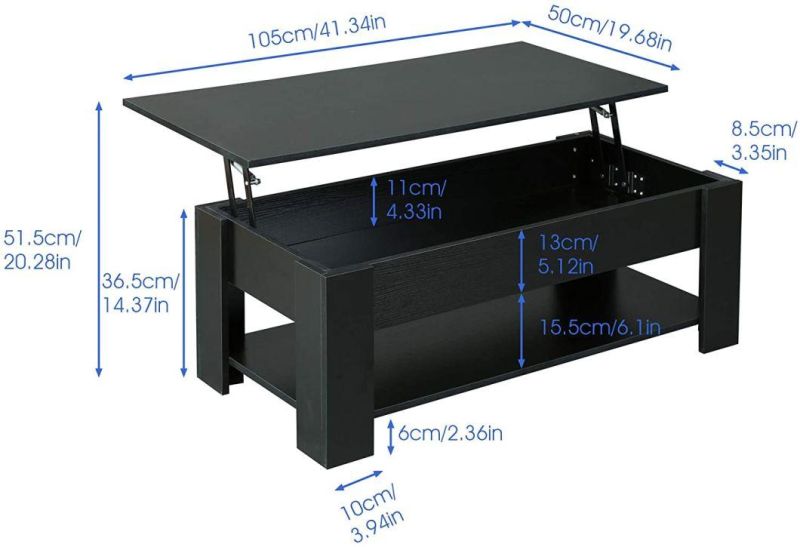 Modern White Cocktail Table Coffee Table with Hidden Compartment Storage Shelves for Living Room