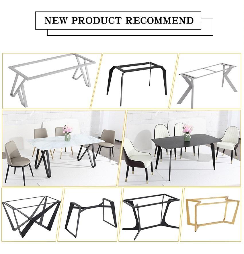 Modern Best Selling Low Price Metal Frame Dining Table with Black Iron Legs Table