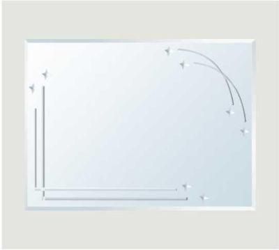 Rectangle Silver Modern Bathroom Sliver Mirror with Pattern