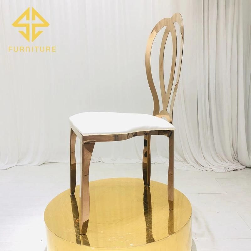 New Design Hotel Furniture Rose Golden Events Used Dining Stainless Steel Chair