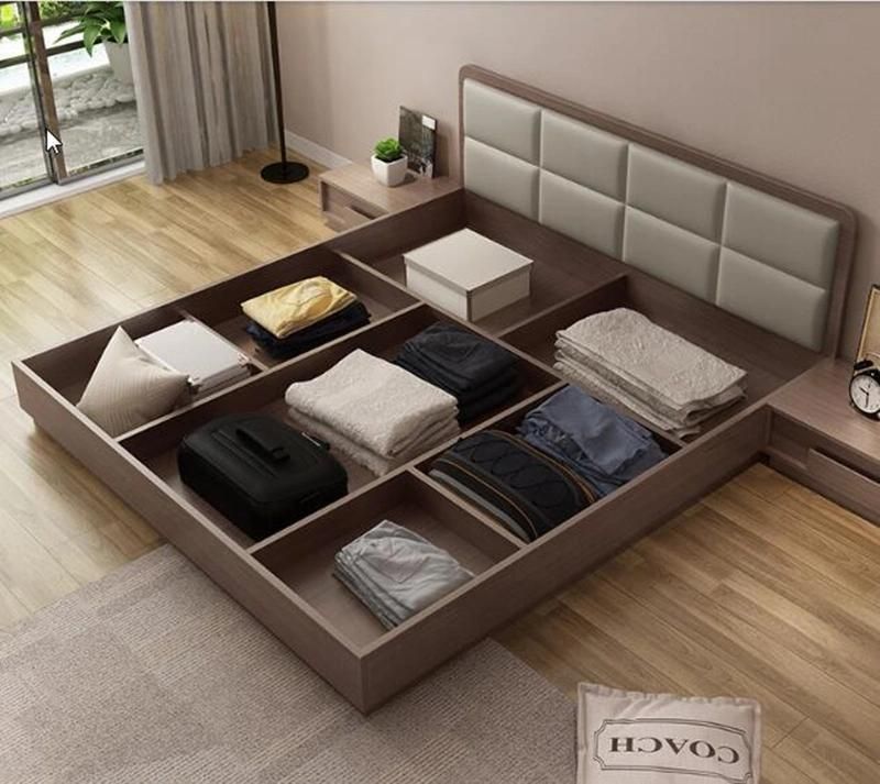 Newest Modern Hotel Home Bedroom Furniture Wooden Melamine King Double Bed Bedroom Set