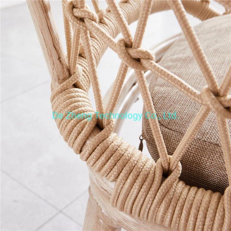 Indoor and Outdoor Modern Furniture Design Leisure Rope Arm Aluminum Cafe Furniture House Aluminum Rope Restaurant Furniture