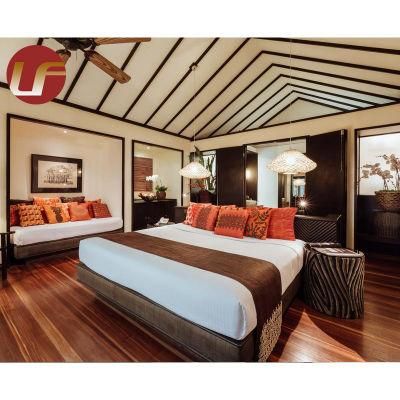 Modern Luxury Resorts Hotel Bedroom Furniture Teak Wood Finished Warm Color