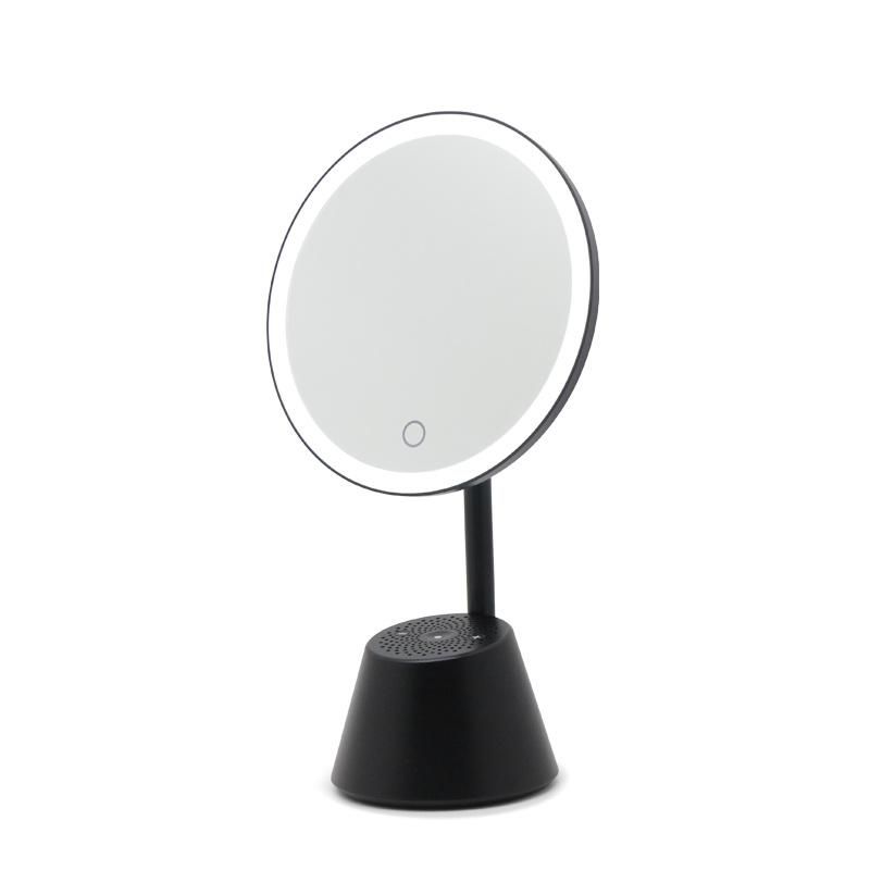 Bluetooth Speaker 360 Rotatable Round Vanity Makeup Mirror LED Lighted