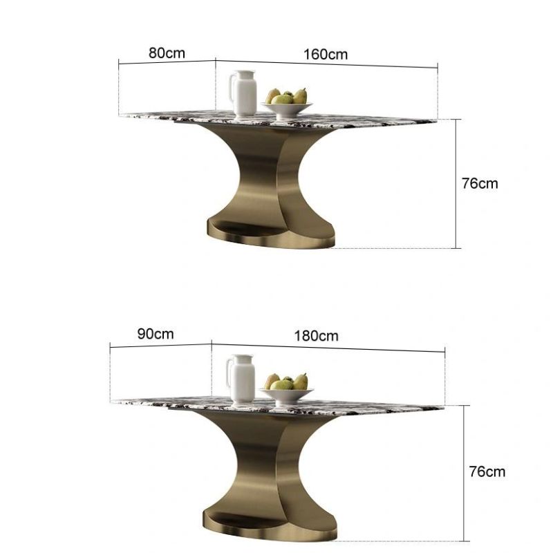 Upscale Simple Style High Quality Marble Stainless Steel Dining Table