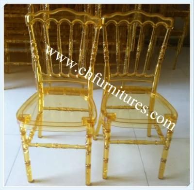 Kd Gold Transparent Napoleon Plastic Chair for Rental and Banquet (YC-P23-1)