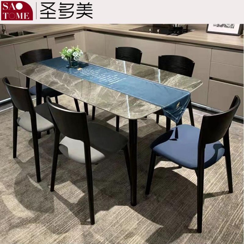 Modern Rock Board Furniture White Wax Wood Dining Table