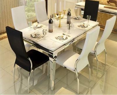 Modern Restaurant Cheap Chair Black Chrome Metal Legs PU Dining Chairs Kd Home Furniture