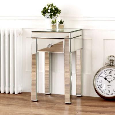 Venetian Mirrored Small 1 Drawer Lamp Table - Living Room Furniture