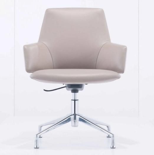 Modern Medium Back Ergonomic Rotary Leather Upholstery Office Stuff Chair