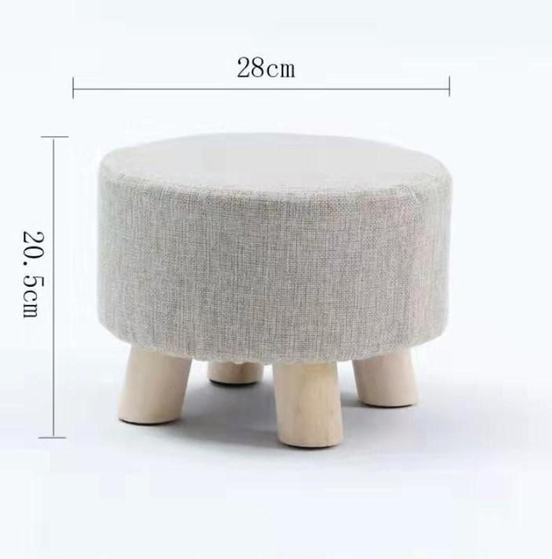 Custom Modern Living Room Round Fabric Children Wooden Ottoman Mushroom Stool