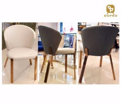 Leisure Chair Modern Home Dining Room Chair with Golden Stainless Steel Legs