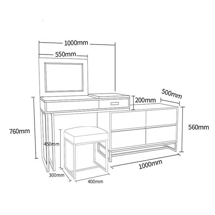 Luxury Modern Dressing Table Make up Vanity Table Set Bedroom Furniture