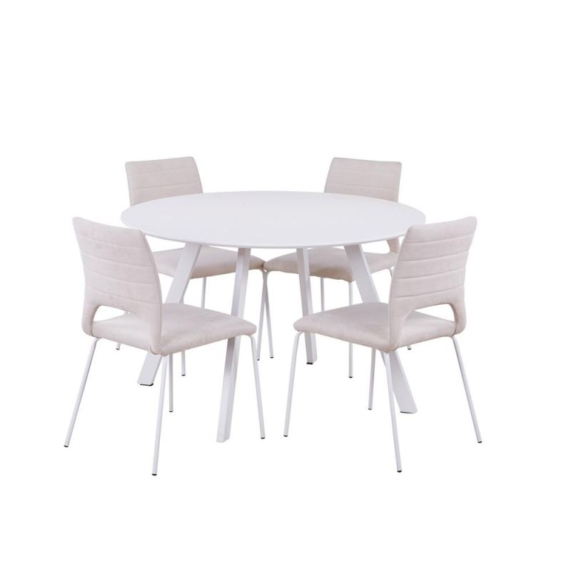 Round Modern Furniture Coffee Side 4-Legs White Dining Table for Restaurant Hotel