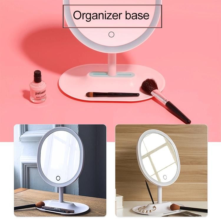 Hairdressing Furniture Oval LED Vanity Makeup Mirror with 5X Magnifying