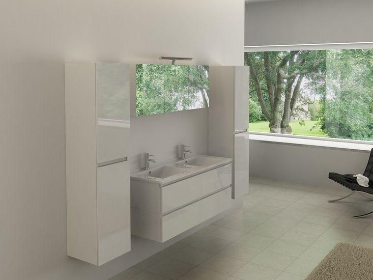 Modern Style Melamine Double Sink Bathroom Vanity with Mirror Cabinet