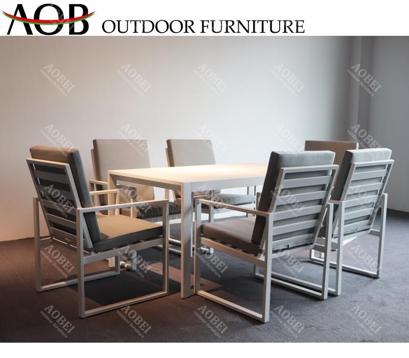 Modern Outdoor Exterior Garden Patio Hotel Home Villa Aluminum Dining Table Chair Furniture Set