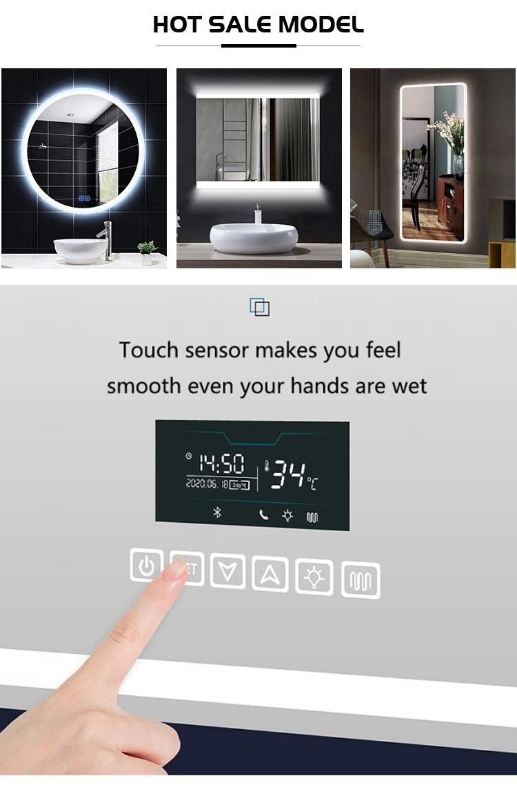 Home Decoration LED Bathroom Mirror Vanity Mirror with Touch Sensor & Anti-Fog