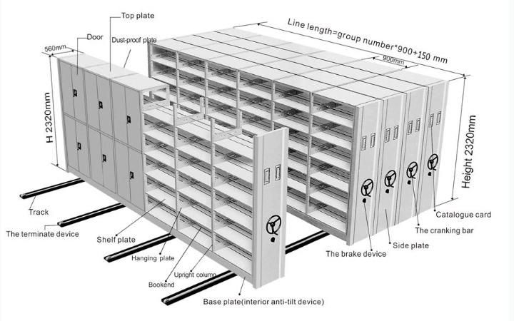 Steel Mobile Shelving Compactor Modern Steel Storage Cabinet Filing Cabinet for Office School