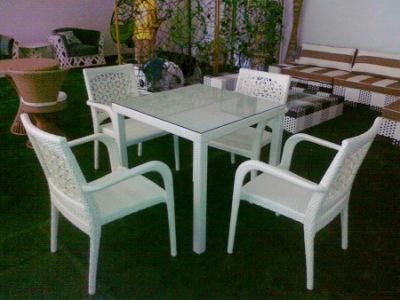 PE Rattan Outdoor Garden Hot Modern 4 Chairs Dining Set Furniture