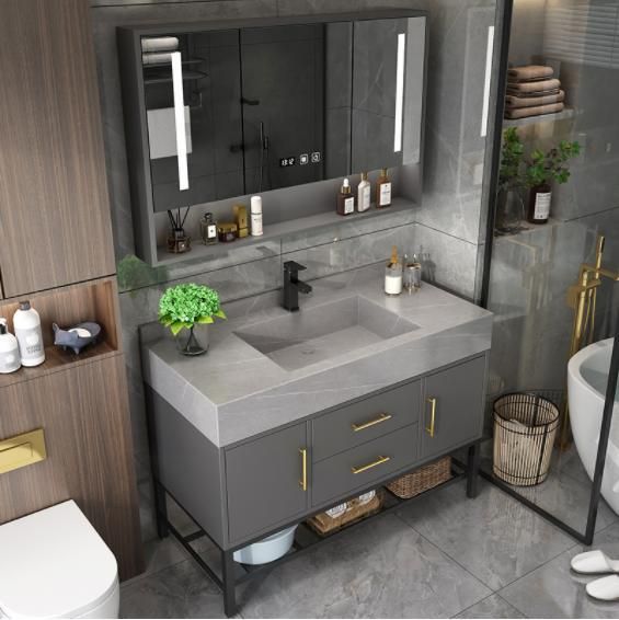 Modern Rock Board Bathroom Cabinet Combination Simple Light Luxury Solid Wood Toilet Intelligent Wash Table Wash Basin Basin Bathroom