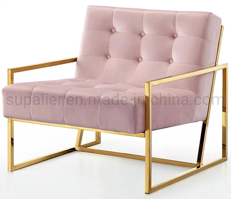 2020 New Arrival Home Furniture Pink Velvet Single Sofa Chair