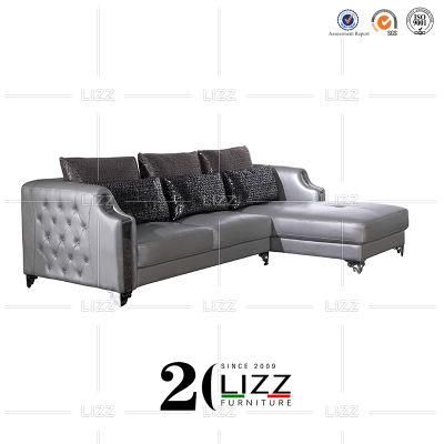 European Chesterfield Home Commercial Leather Furniture Modern Premium Geniue Leather Living Room Sofa