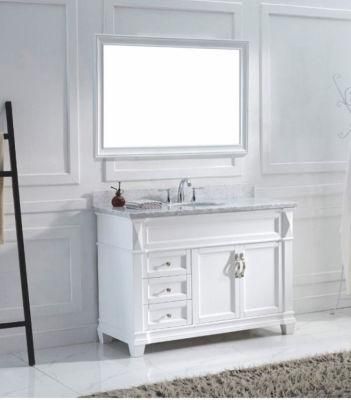 Modern Waterproof Solid Wood Commercial Bathroom Vanity with Ceramic Tops