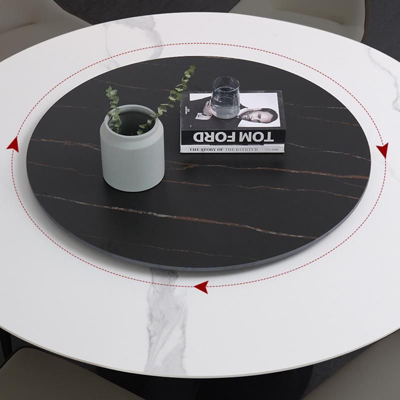 Modern Simple Apartment Household Rock Slab Turntable Round Dining Table 0273