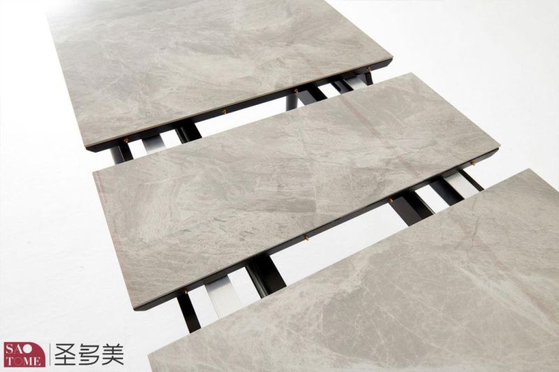 Italian Style Southeast Asia Design Extendable Dining Table Wood Slate Dining Table