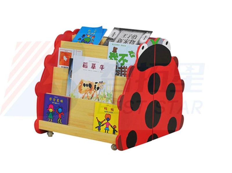 Movable Kids Cartoon Book Shelf, Children Book Case Shelf, Kindergarten Wood Book Rack Shelf, Preschool Book Storage Shelf, Library Book Shelf