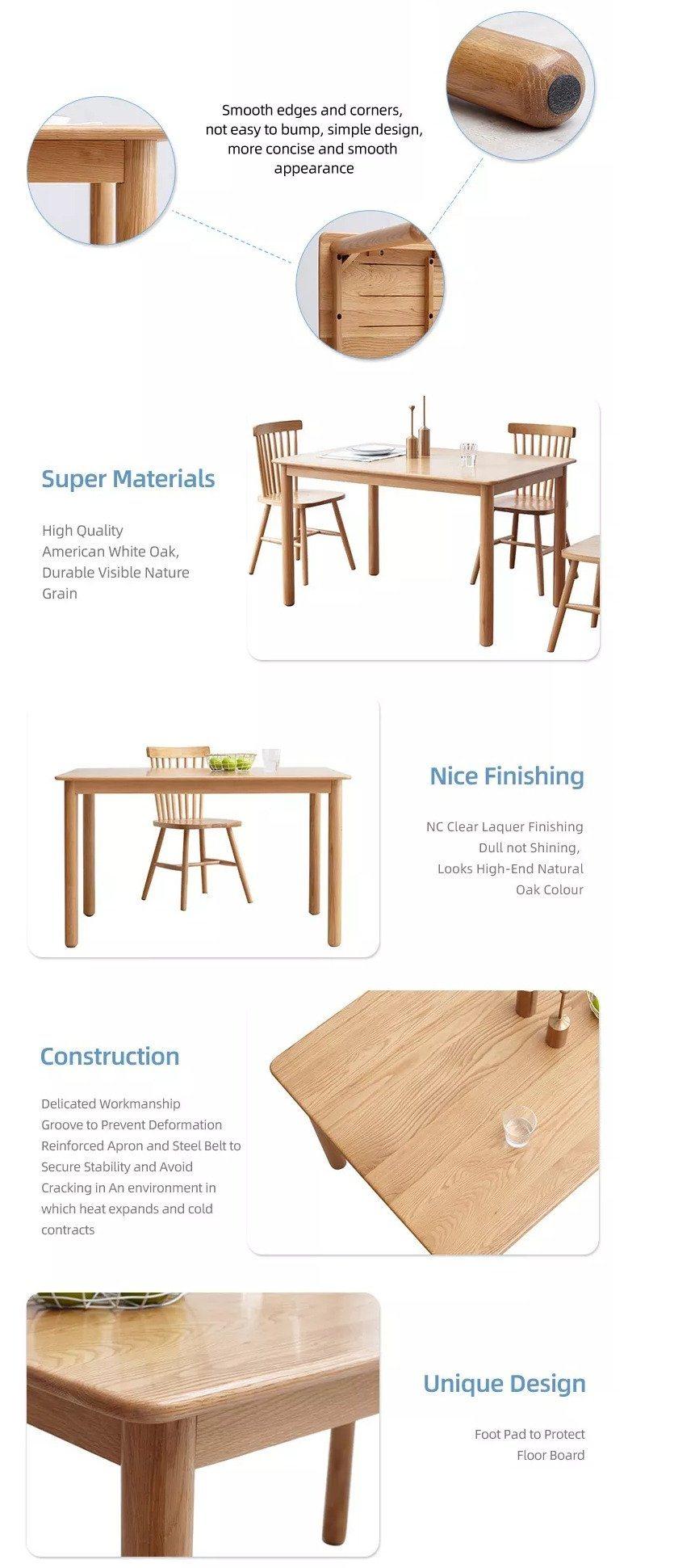 Furniture Modern Furniture Table Home Furniture Wooden Furniture Best Selling Unique Modern Room Furniture Oak Rectangular Dining Table and Chairs Set